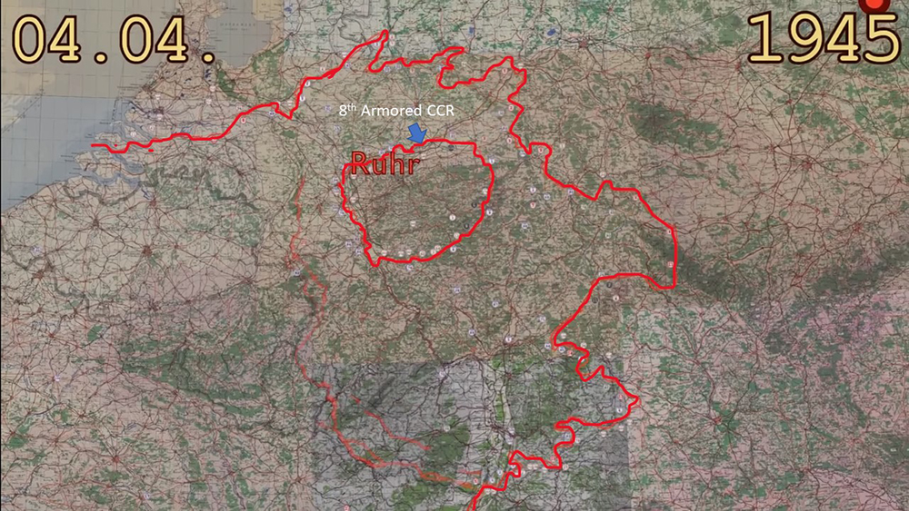 CCR location in Ruhr Pocket 4 April 1945